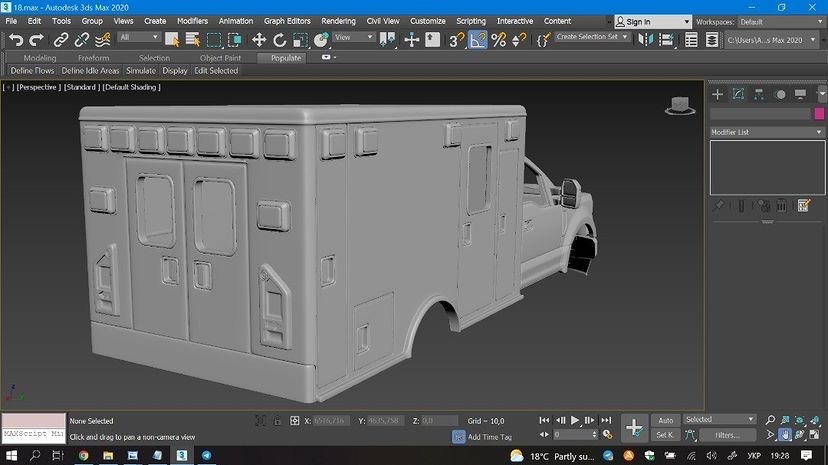 A 3D-rendered model of an ambulance created for a paramedic’s project.