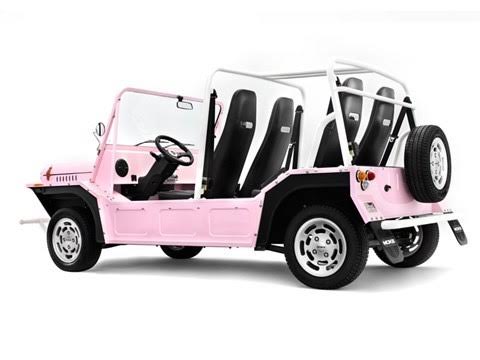 Side view of real pink Moke car