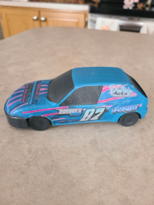 Right side view of a personalized custom race car replica