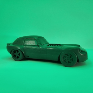 A resin-printed replica of a fully custom-built project car, available in multiple colors.